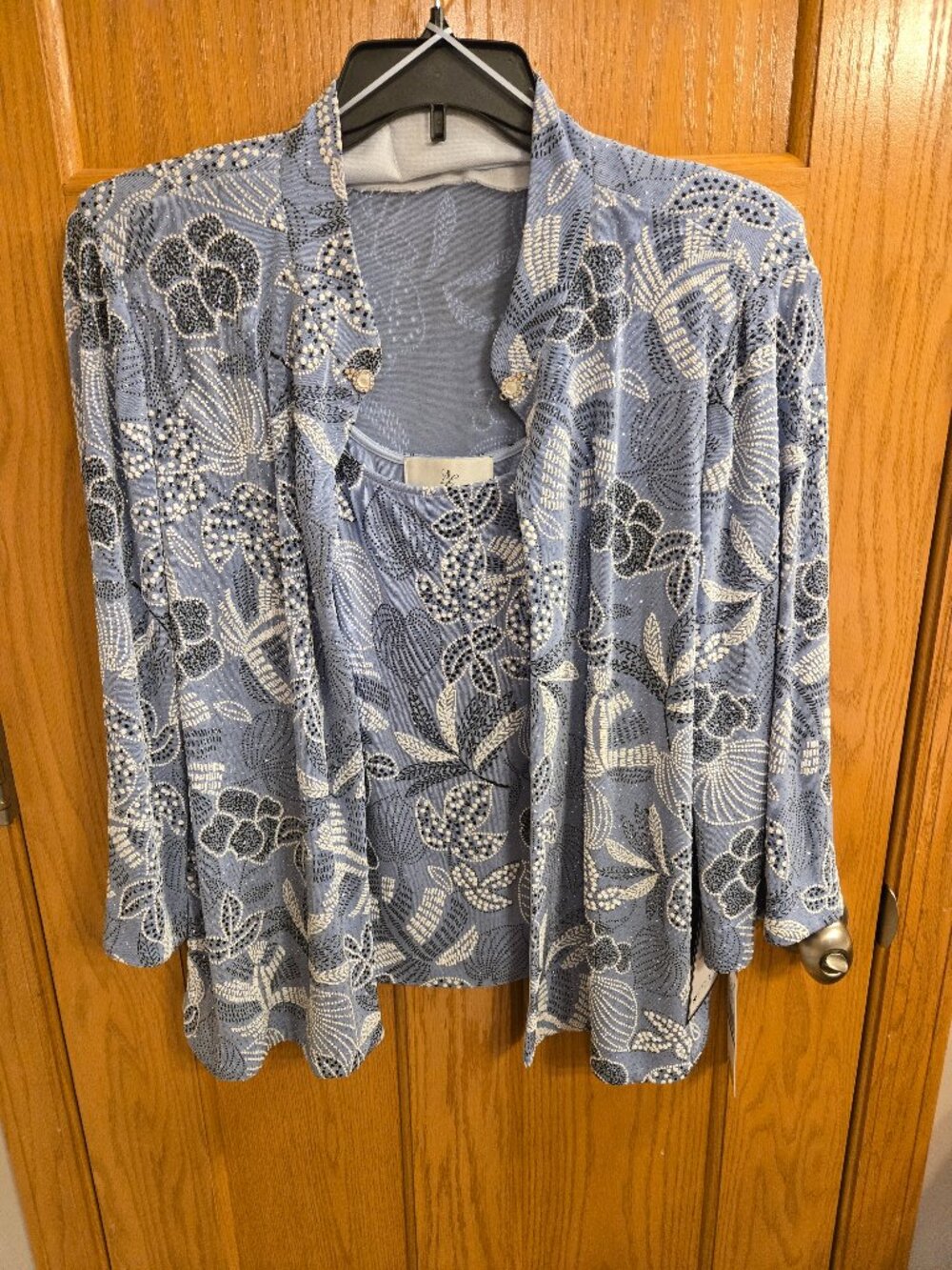 NWT XL 2-Piece Twin Set Periwinkle Blue Floral Jacket & Tank